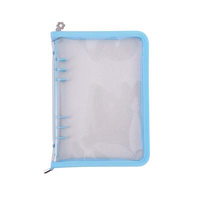 A5 A6 Clear File Binder Holder Mini Bromide Case System Notebook Refill with Glitter Korea Deco with Zipper [Donalee] 6-Hole (A5, Blue)
