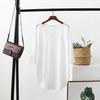 Women's Korean-Style Summer Cotton Linen Round Neck Shirt, Loose Fit, Mid-Sleeve, Plus Size Casual Top