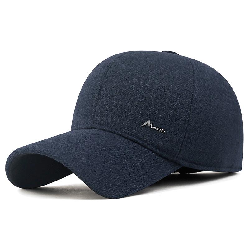 Mens Winter Warm Wool Blend Baseball Cap with Ear Flaps Windproof Dad Hat