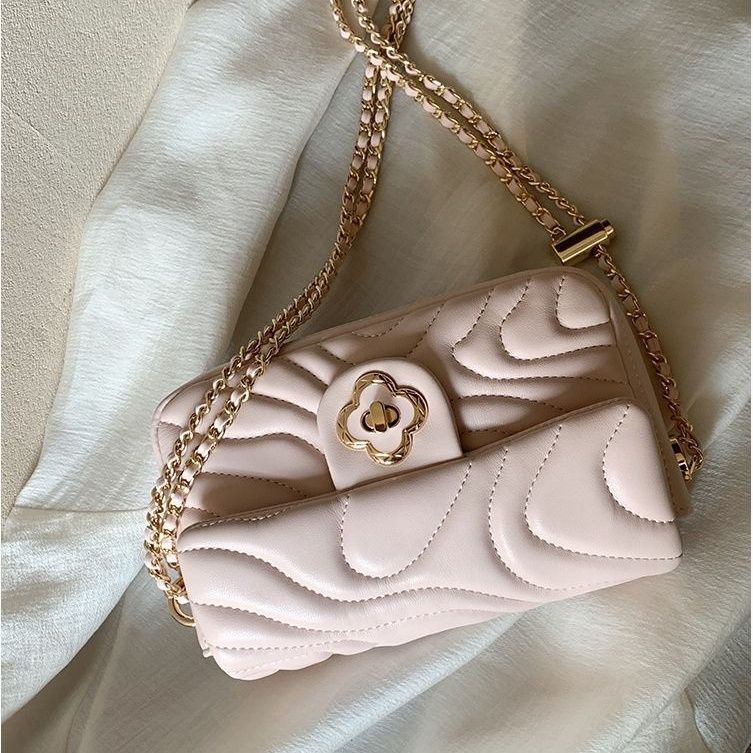 IELGY Ladies Messenger Bag Fresh Pink Chain Small Square Bag