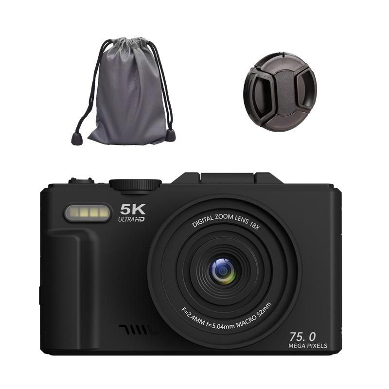 3-inch Flip Screen WiFi Beauty HD Camera, 75MP, 5K Video, 18x Zoom