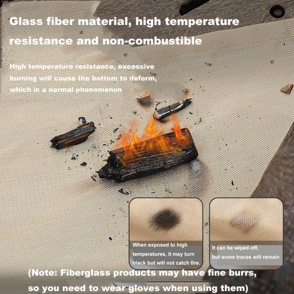 Outdoor Camping Fireproof Cloth Blanket Fiberglass Mat Picnic Barbecue Insulation Mat Flame Retardant High Temperature Fire Mat