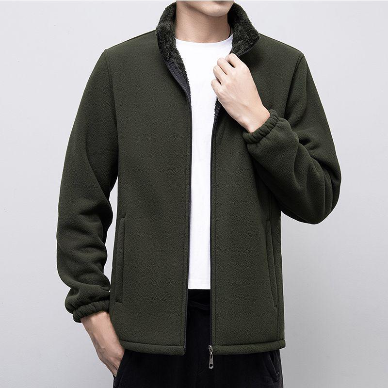 Men's Plus Size Fleece Jacket: Casual and Loose, Perfect for Autumn and Winter. Ideal for Middle-Aged and Elderly.
