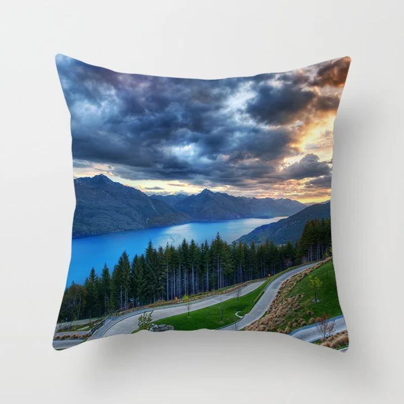 Luxury Home Decor Pillow Cover Car Living Room Sofa Cushion Cover Beautiful Natural Scenery Pattern Cushion Cover