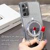 KEYSION Luxury Glitter Jewelled Magnetic Phone Case for Samsung Galaxy A54 5G A34 A24 A14 Makeup Mirror Stand Shockproof Cover