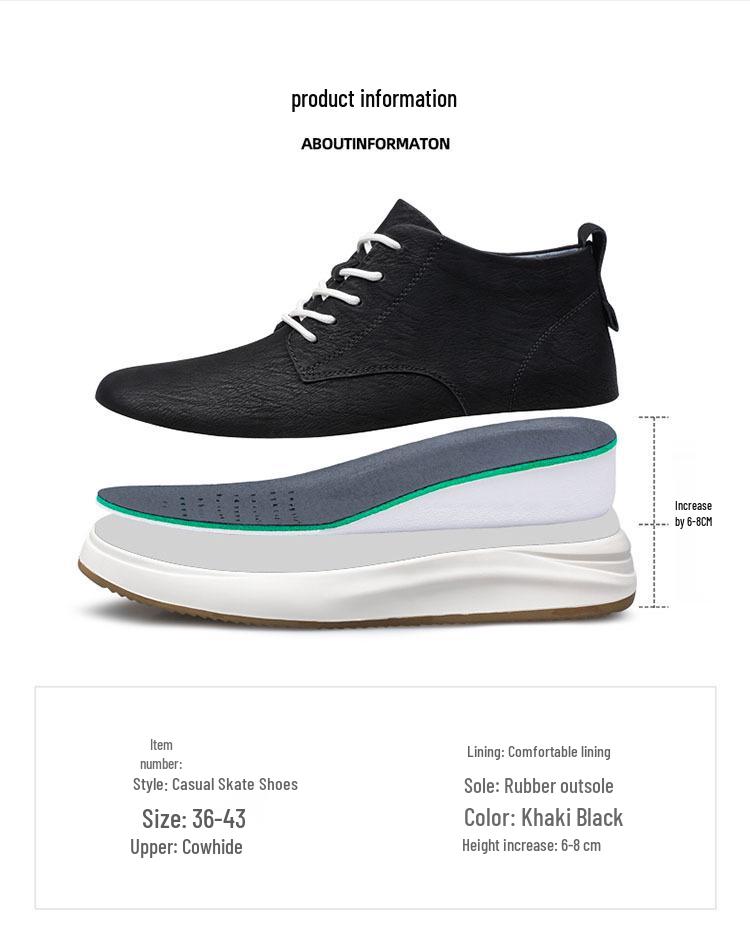 Chaussures de sport décontractées pour hommes, style coréen britannique, augmentant la hauteur de 8 cm, invisibles