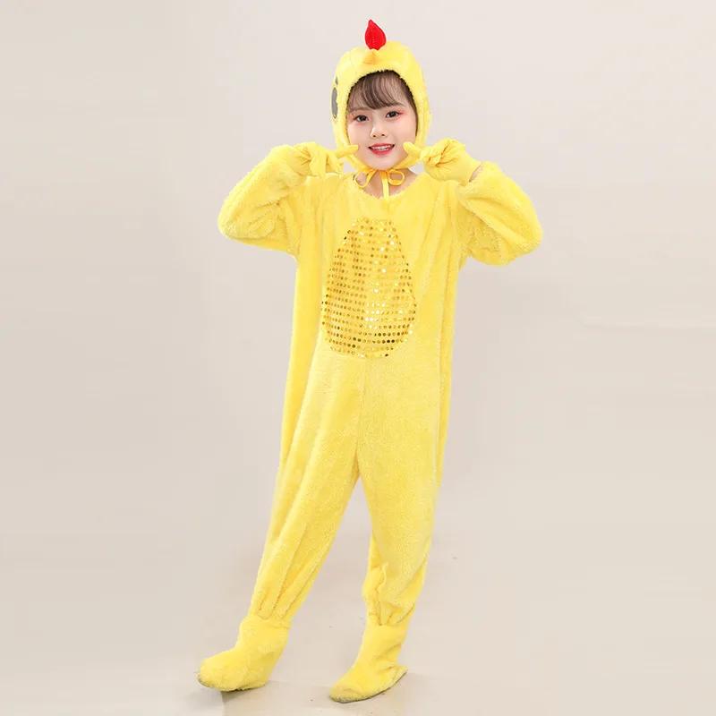 New Children Kids Adult Halloween Duck Chicken Chick Costume Skirt Tutu Yellow Bodysuit Outfit Dance Performance
