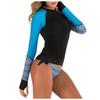Women's Summer Fashion Sexy Print Long-Sleeve O-neck Waist Split Conservative  Swimsuit Set