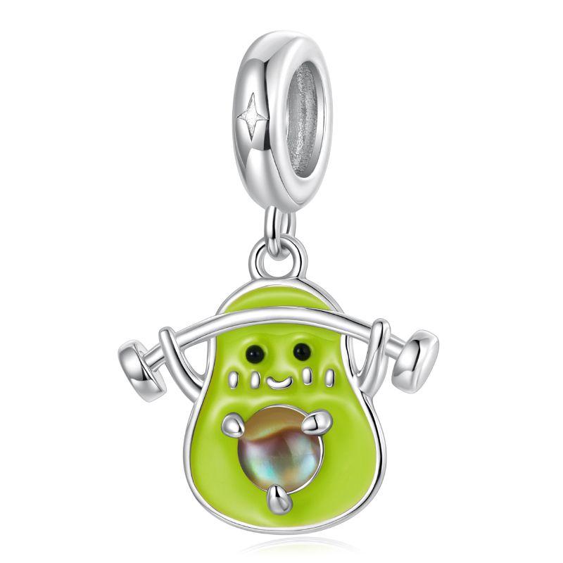 WOSTU Real 925 Sterling Silver Original Strawberry Charm Cute Fuirt Food Beads Banana Apple Avocado tomato s925 pendant DIY Gift