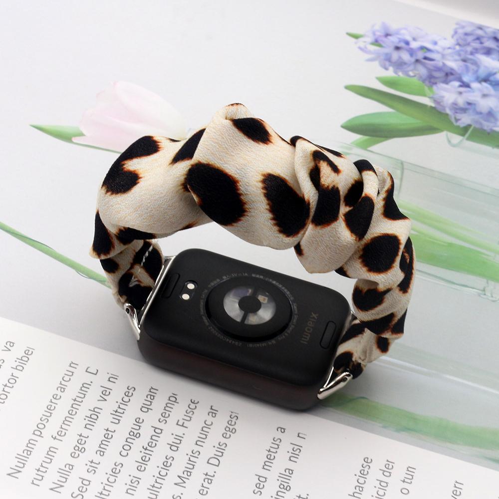 

Women Scrunchie Watch Strap for Xiaomi Smart Band 9 Pro/8Pro Adjustable Printed Dressy Band for Mi Band 8 Pro/ Redmi Watch 4/5 леопардовий