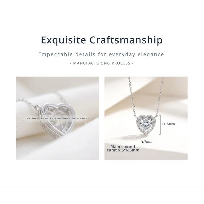 Women's Bestselling S925 Sterling Silver Heart Pendant Necklace with Moissanite Luxury Clavicle Chain Jewelry Accessory