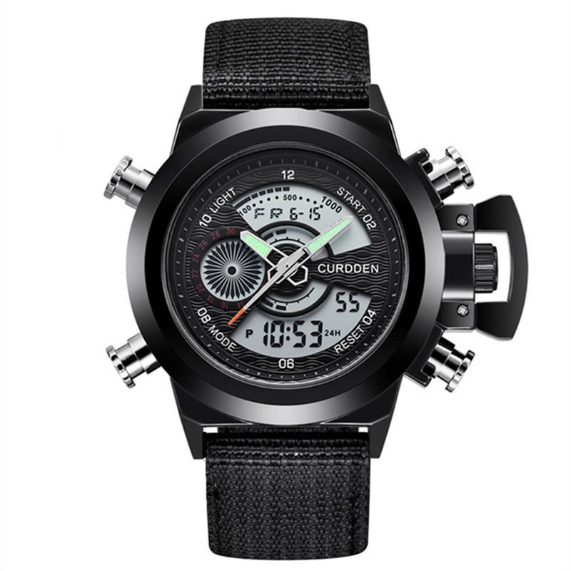 New Men's Multifunctional Dual Display Sport Watch with Stainless Steel Strap