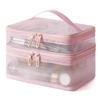 Breathable Mesh Cosmetic Bag Large Capacity Double Layer Anti-scratch Makeup Organizer for Business Trip Daily Travel