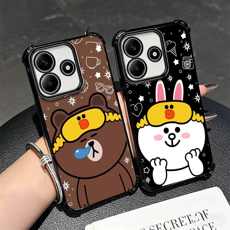 Cartoon Bear B-Browns C-Conys Soft Phone Case For Xiaomi Redmi Note 14 15 Pro Plus 13 12 11S 11T 5G 10 9S 9 Plating Anti-Fall Fu