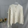 Women's 3D Bow Sweater 2026 New Fall Winter Long Sleeve Cardigan Cute Knit Top White S