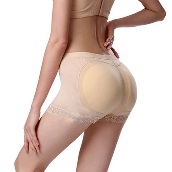 Padded Boxers Panties Mid Waist Lift Hip Solid Color Lace Panties Woman Supplies