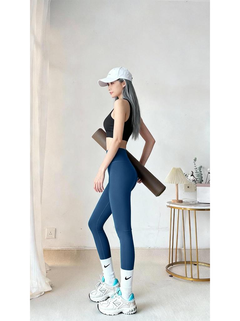 Lulu Elastic Fitness Pants: Women's Quick-Drying, Hip-Lifting Yoga and Running Tights for Spring and Summer.