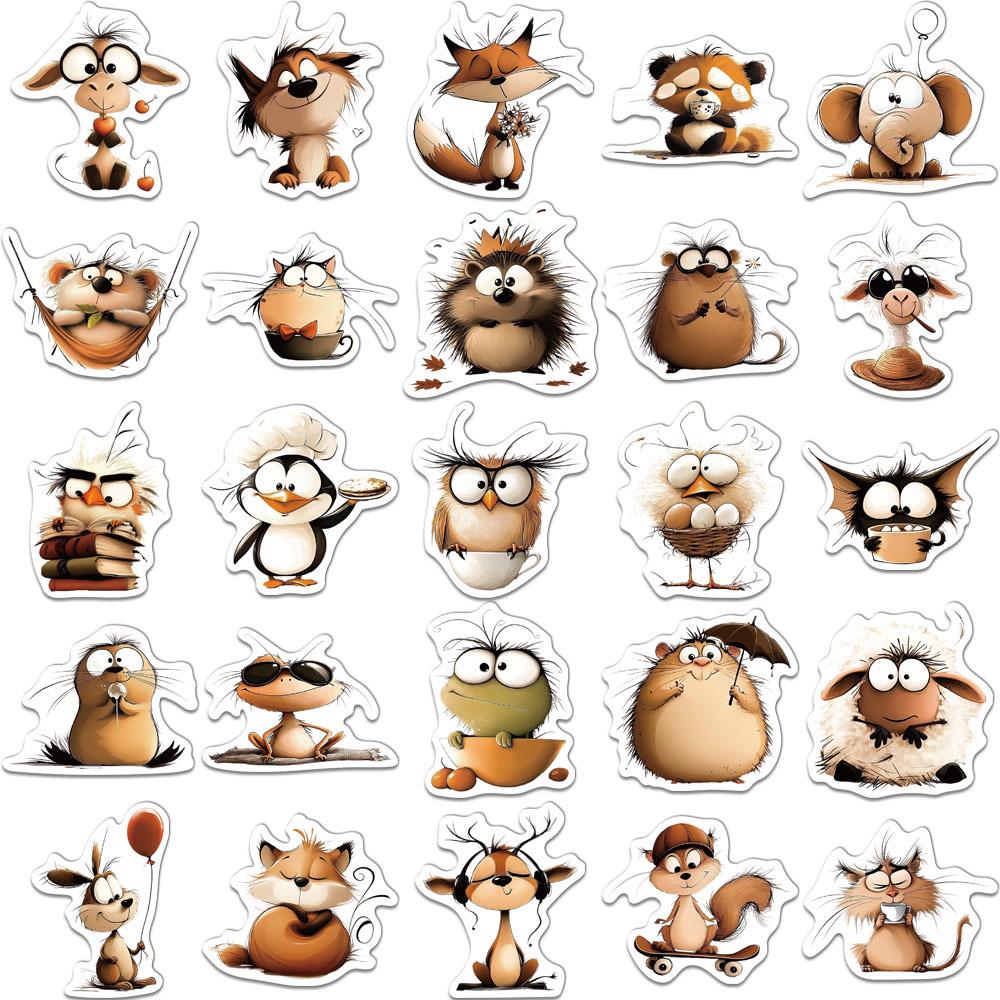 50-Piece Creative Animal Art Cartoon Stickers for DIY Decoration: Phone Cases, Notebooks, Water Bottles