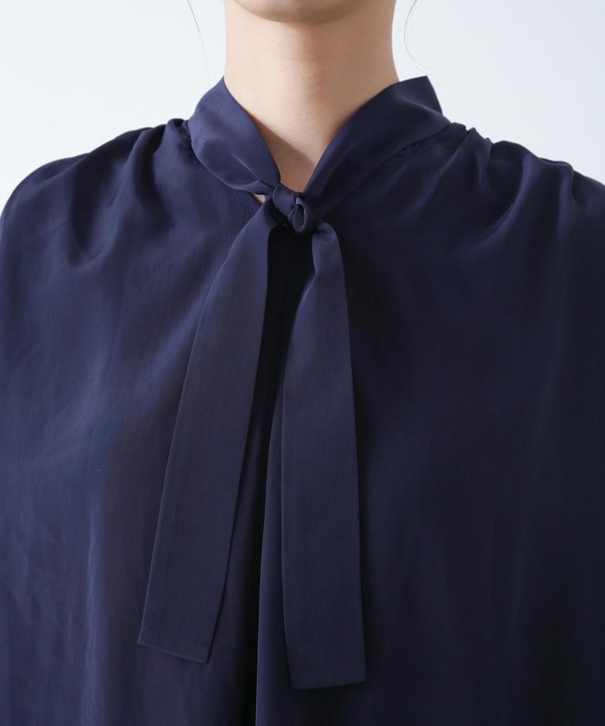 Nano Universe Shoulder Gathered Bowtie Size Blouse, S, Off-White
