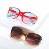 Large Frame Cat Eye Sunglasses, Personalized Colorful Contrasting Glasses, Women With The Same Sunglasses
