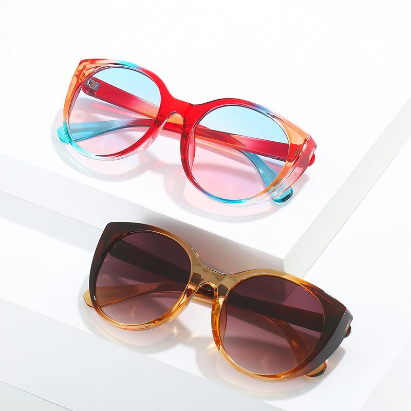 Large Frame Cat Eye Sunglasses, Personalized Colorful Contrasting Glasses, Women With The Same Sunglasses