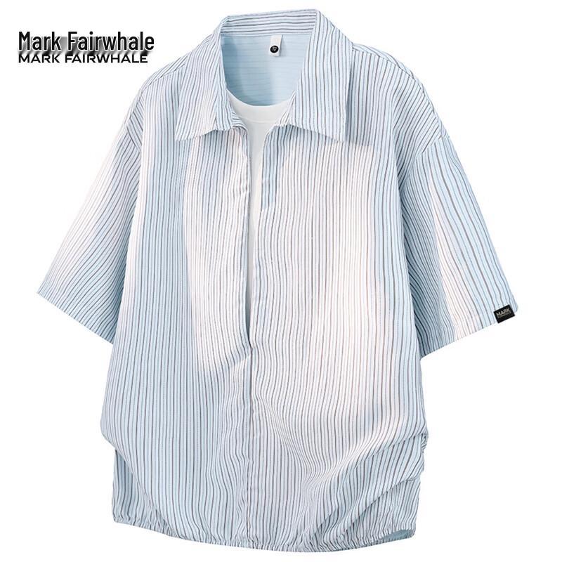 Mark Fairwhale Men s Faux Two-Piece Striped Casual Shirt M