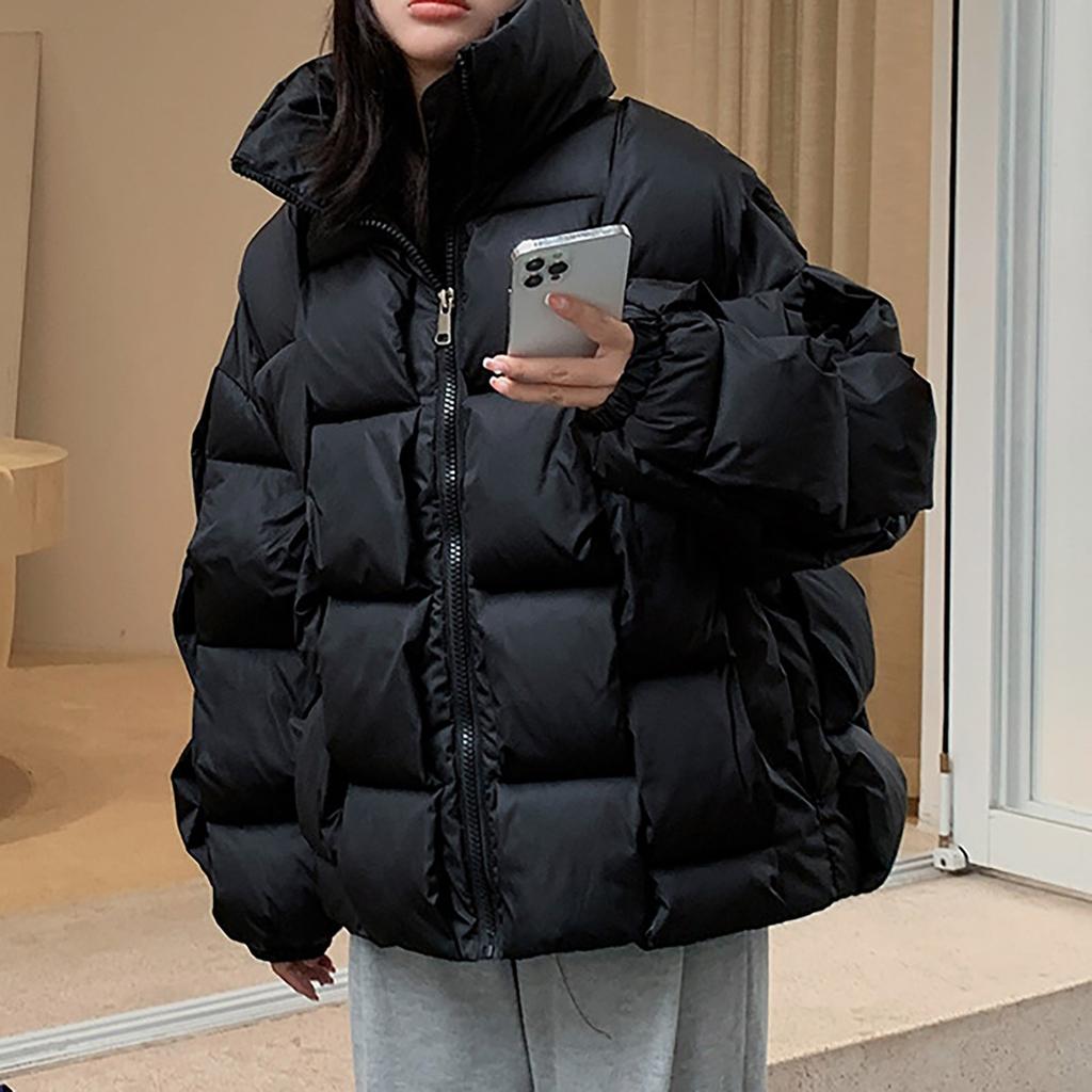 Winter Woven Personalized Block Cotton Jacket For Warmth And Temperament, Thick Coat For Men And Women