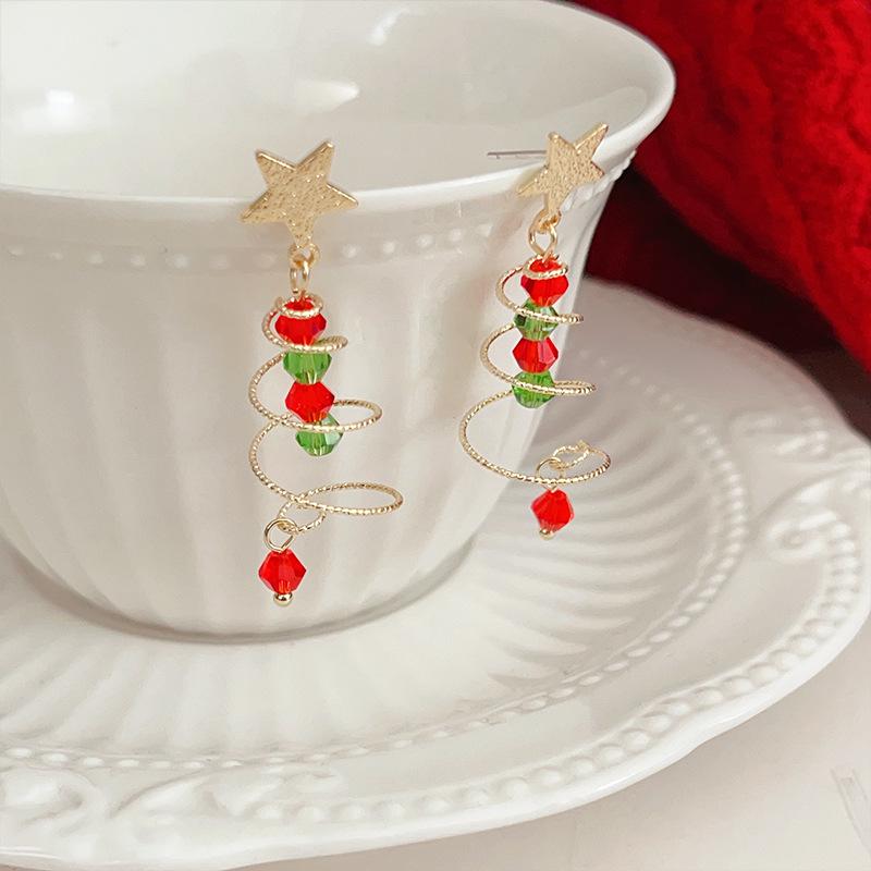Рождественские серьги-звездочки для елки и клипсы для ушей с держателем для спирали от комаров для женщин - Без пирсинга, безболезненно