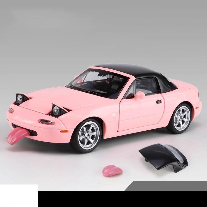 1:32 Mazda MX-5 Retro Alloy Convertible Sports Car Model Die-cast Metal Racing Car Model Sound and Light Children's Toy Boy Gift Collection Ornaments
