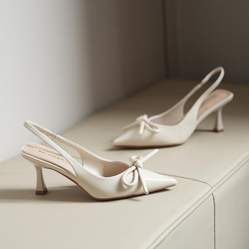 

Elegant Women s Pointed Toe Patent Leather Stilettos - One-Strap, Closed Toe Sandals for Spring/Summer 36 грязно-белый
