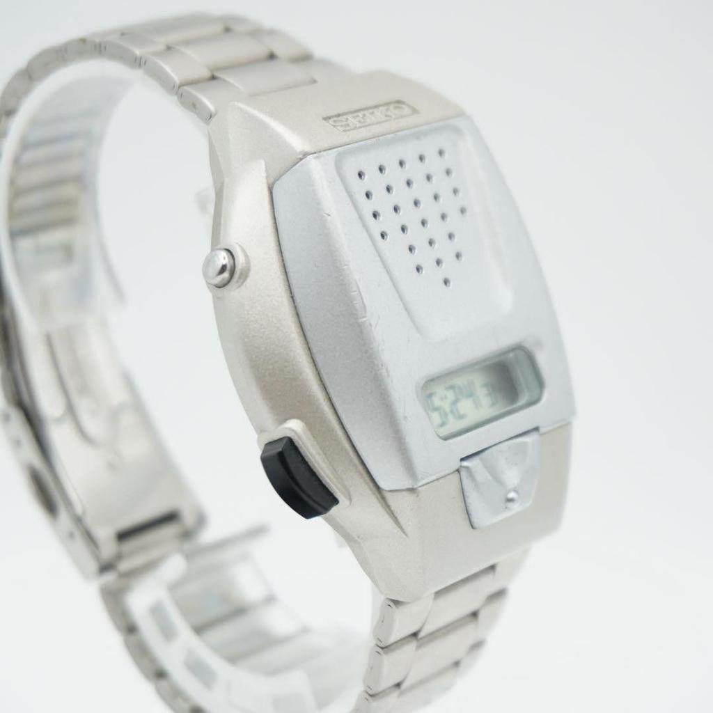 Used [New battery] SEIKO audio digital watch A860-4001 SBJS001 talking watch wristwatch working item