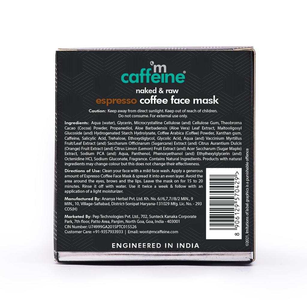 mCaffeine Exfoliating Coffee Face Pack With Natural AHA For Glowing Skin, Deep Cleansing Face Mask For Blackheads Dirt Removal 100 G