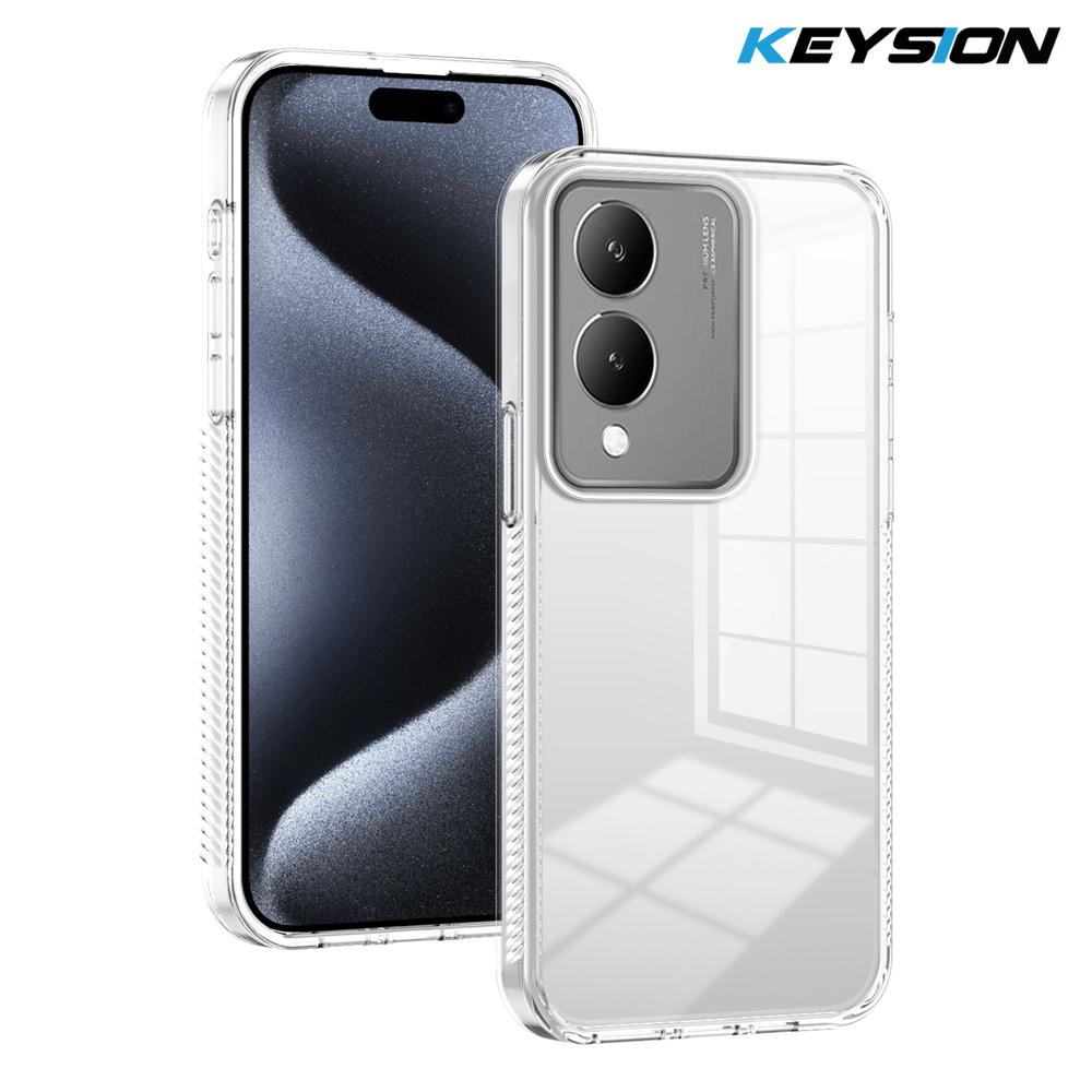 

KEYSION Прозрачный чехол для телефона VIVO Y17S 4G Мягкий ТПУ+ПК Нескользящий HD Прозрачный Ударопрочный Задняя крышка для телефона VIVO Y17S for VIVO Y17S чистый