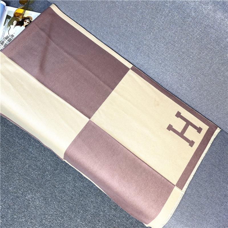 Cashmere Scarf Women's Winter Splicing Color Matching Air Conditioner Towel, Imitation Cashmere Thickened Shawl Warm Autumn and Winter Scarf