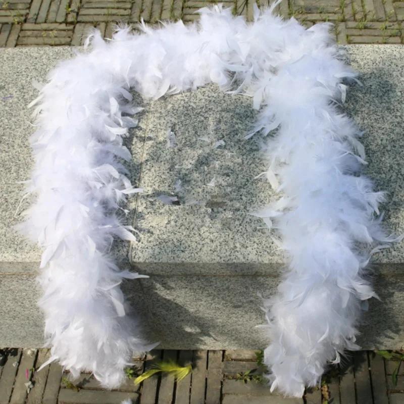 DIY 2 Meters Super Thicken Chandelle Turkey Feathers Boa Trim 80g Scarf/Costume/Party Dress Marabou Feathers for Crafts Boas Plumas