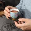 6Pcs silver mouth cup sterling silver tea set,  teacup kung fu enamel colored silver  bag  liner master