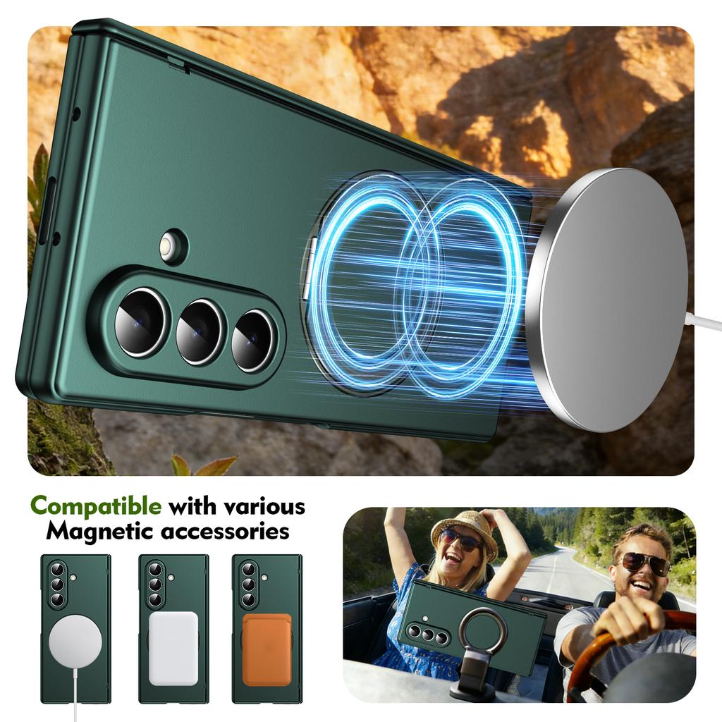 Ultrathin Magnetic Cover for Samsung Galaxy Z Fold 7/6/5 Multifunctional 360 Rotating Stand with Glass Screen Protector