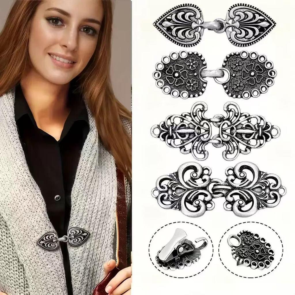 Retro Alloy Sweater Clip & Brooch for Cardigans, Scarves, and Collars