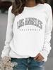 European, American Autumn and Winter Women's Clothing Casual Long-sleeved Crew Neck LOS ANGELES Printed Pullover Sweater
