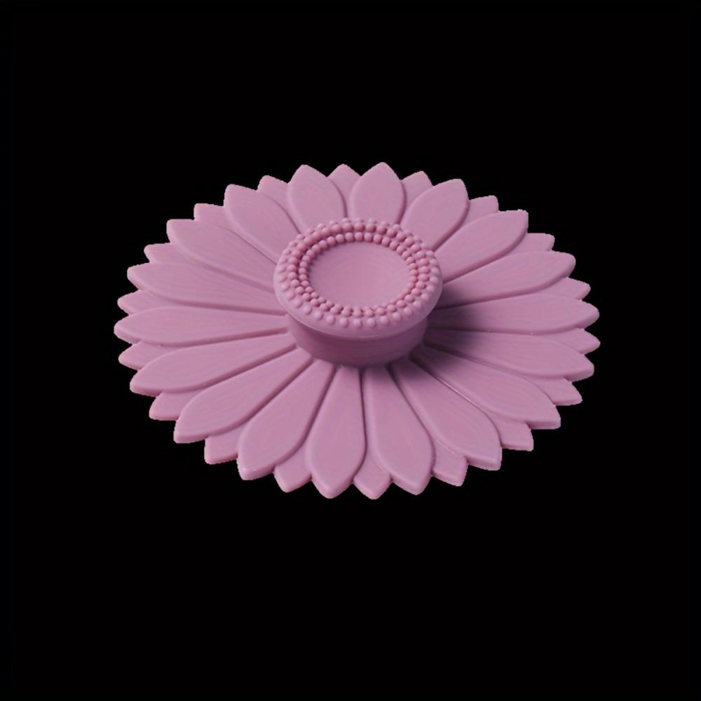 

1 шт. Уникальная пылезащитная силиконовая крышка для кружки - непроливаемая и аккуратная с креативным дизайном в форме подсолнуха, фиолетовый