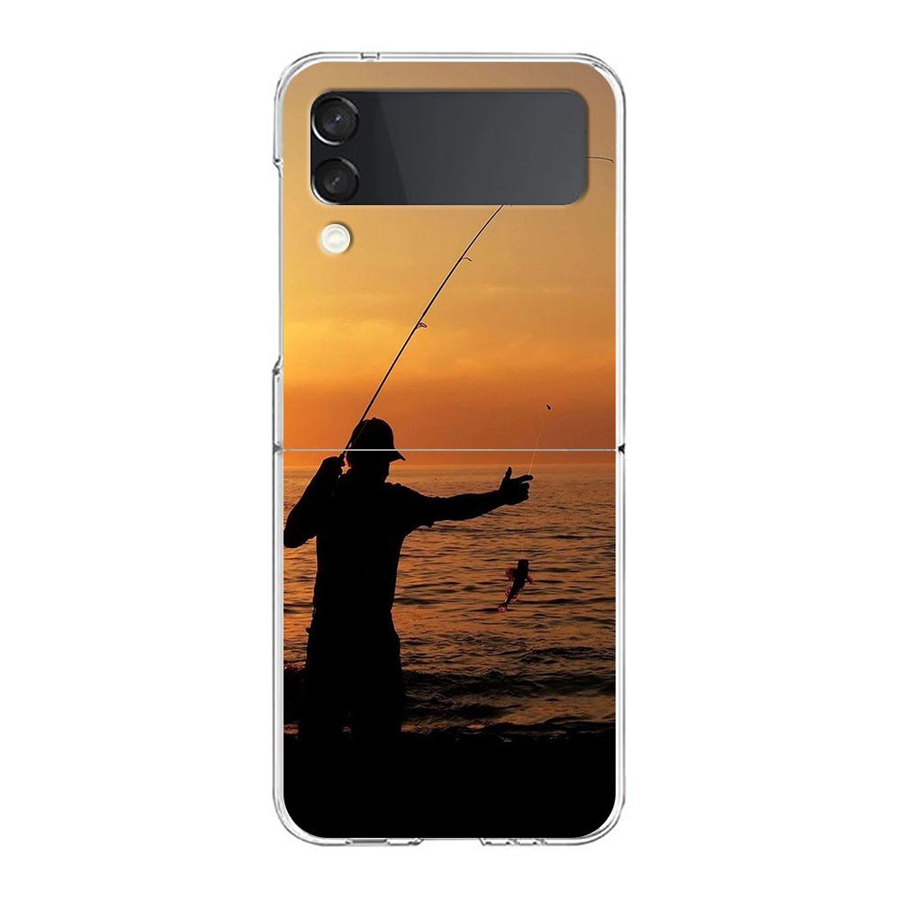 Carp Fishing Fish Phone Case For Samsung Galaxy Z Flip 3 4 5 Hard Folding Clear PC Bumper For Samsung Z Flip 6 Back Cover