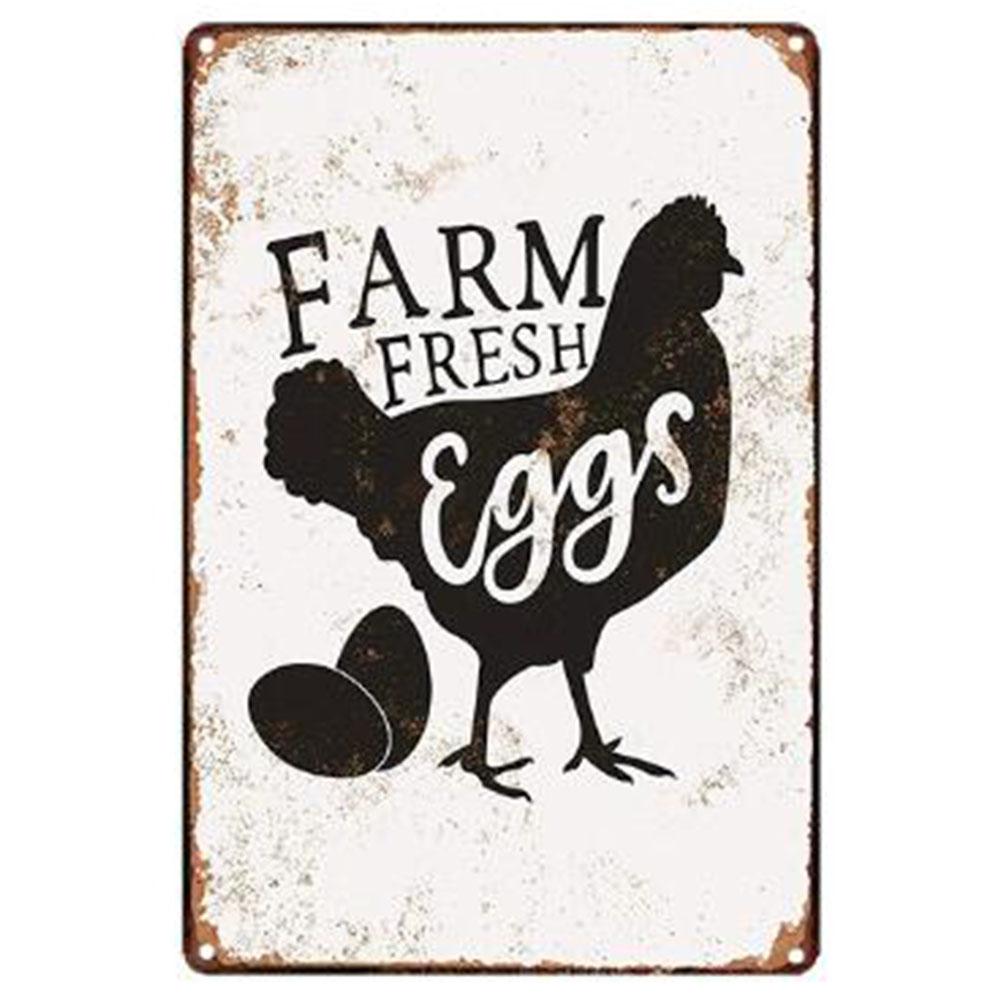 Farm Fresh Eggs Metal Tinplate Sign Poster Chicken Egg Shabby Chic Tin Signs Metal Plate 20x30cm