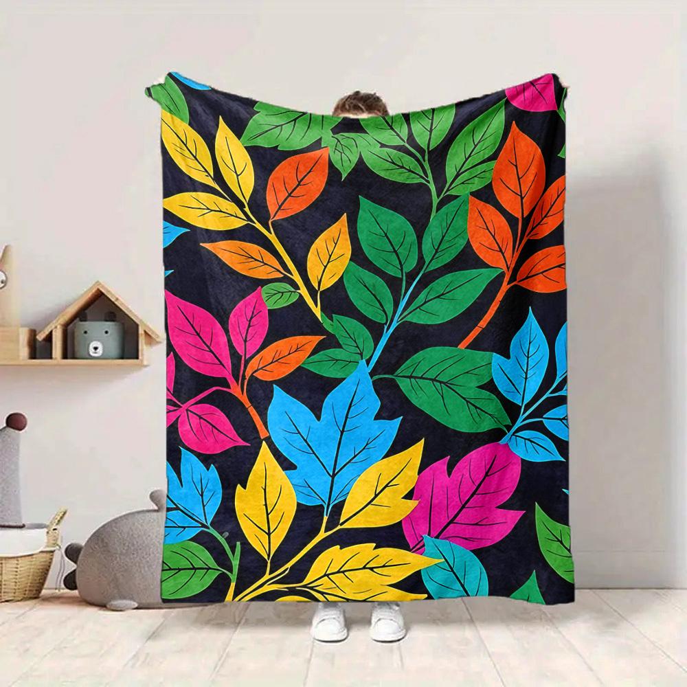 1pc Colorful Leaves Pattern Blanket Warm, Cozy, And Soft, Suitable for Sofas, Beds, Cars, And Office Use.Perfect for Camping And Travel, Making It a G
