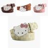 Metalowy Pasek Damski Hello Kitty z Nadrukiem Litery i Cyrkoniami do Codziennego i Eleganckiego Ubioru