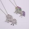 Pegasus Necklace: Micro-Paved Diamond Unicorn Pendant Sweater Chain