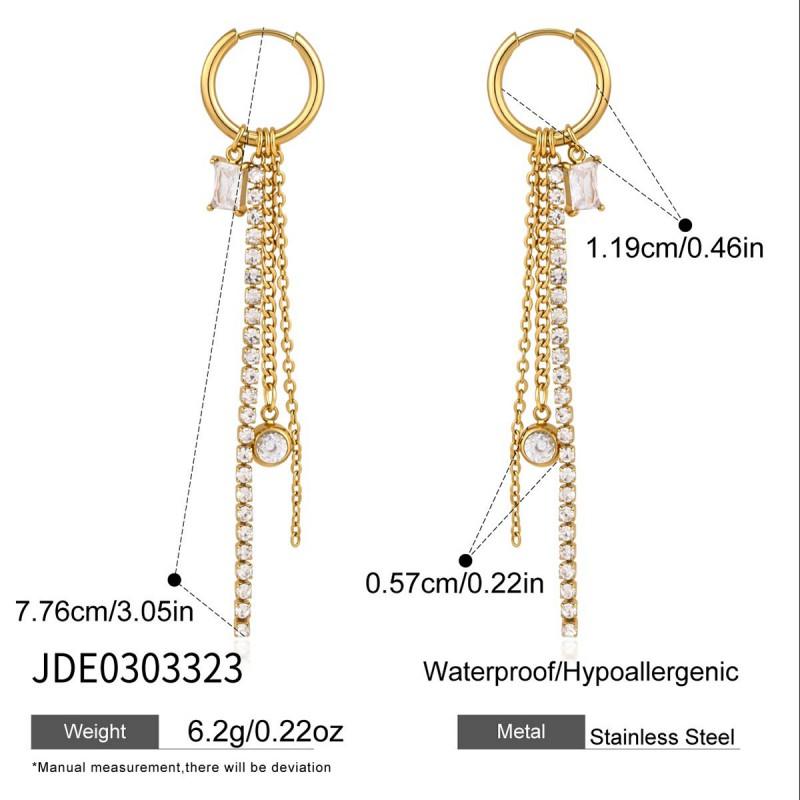 Titanium Steel Chain Tassel Earrings Pearl Ear Jewelry Women Fashion Commute Style