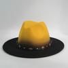 Gradient Color Fedora Wide Brim Felt Panama Hat with Belt Fedora Hat Men and Women for Painted Party Jazz Felt Hat Autumn Winter