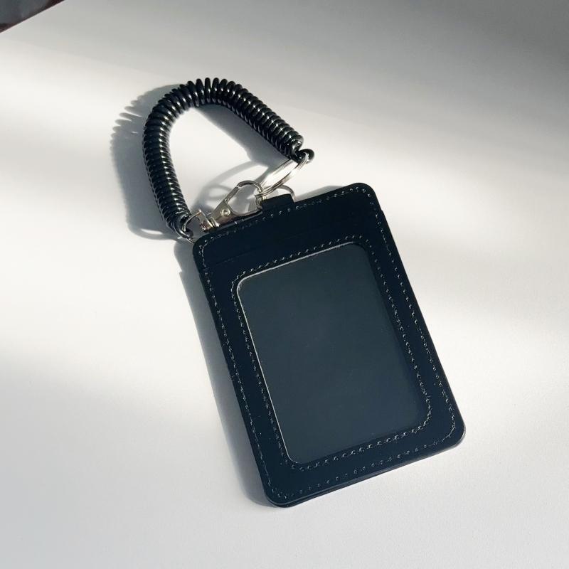 New Pu Black card holder album storage Key ring pendant Korean Card Sleeve with Protective Film Idol Photo Game Card Cover