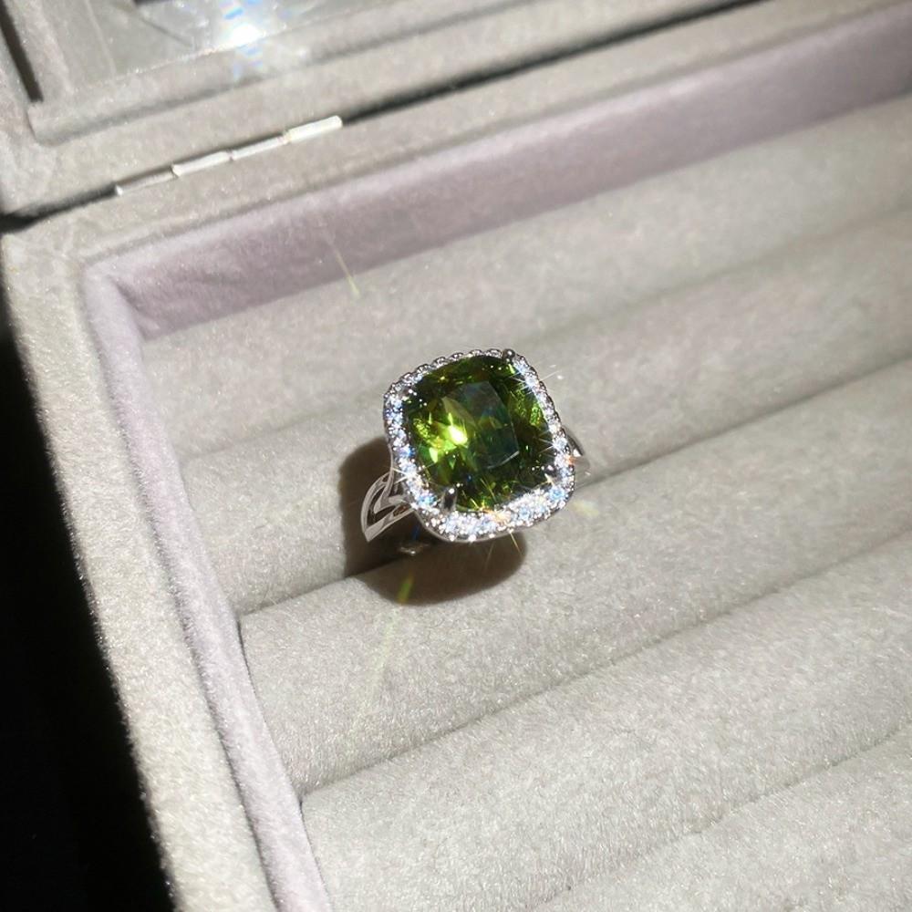 Big Square Crystal Open Ring Zircon Exaggerated Ring Flash Shiny Rhinestone Rings  Women Gift