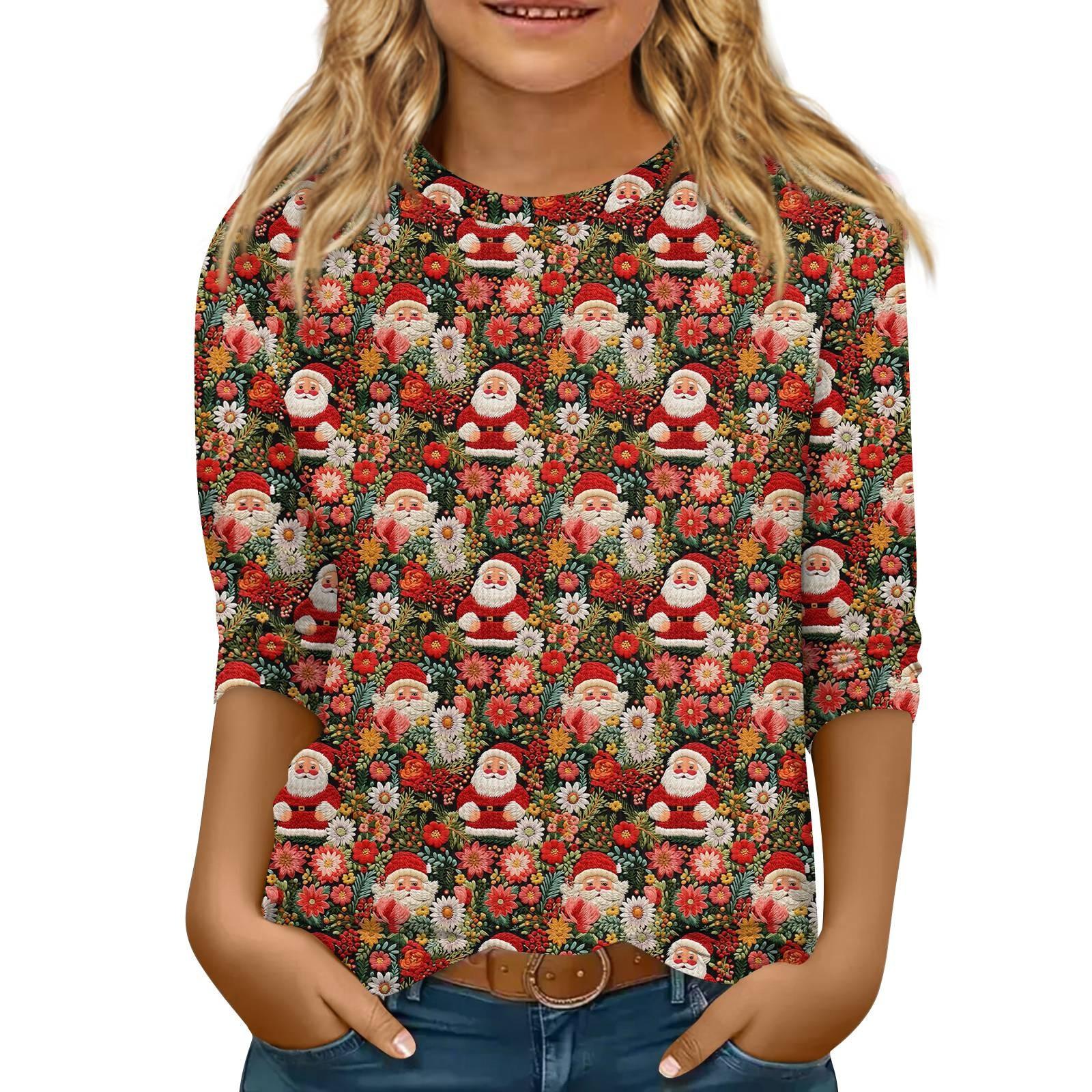 

Детская футболка с рукавом 3/4, повседневная футболка с принтом, круглый вырез, блузка-пуловер 160 красный